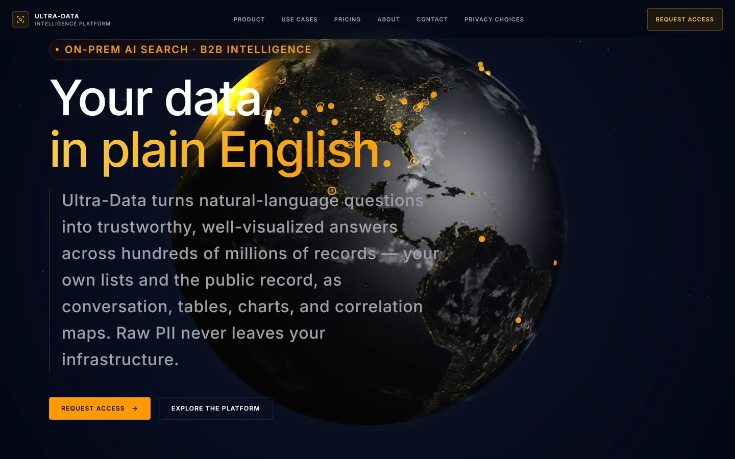 Ultra-Data website, first screen